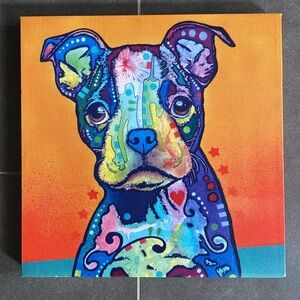 Dean Russo 12 X 12  At Home Boston Terrier colorful canvas‎ print